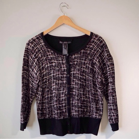 White House Black Market Cardigan | Power Chic – Size L black white pink - Picture 5 of 14